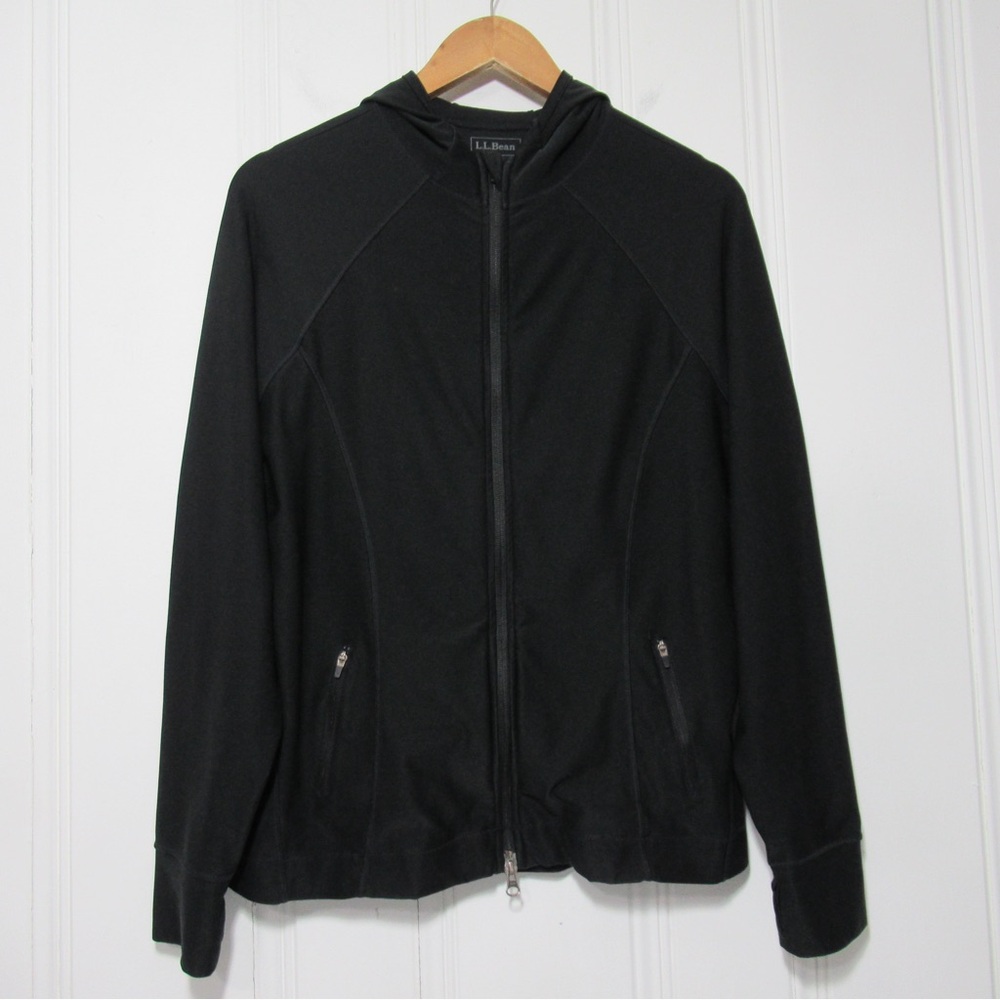 L.L. Bean Black Athletic Zip-Up Hooded Jacket Size XL